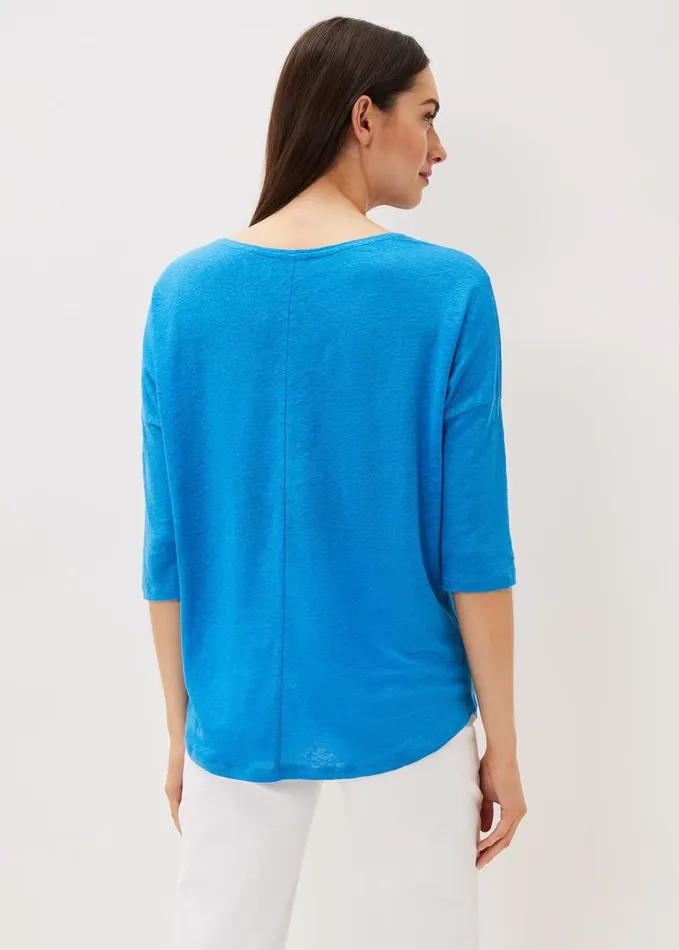 Phase Eight Catrina Linen Top Azure Blue Women Tops and TShirts
