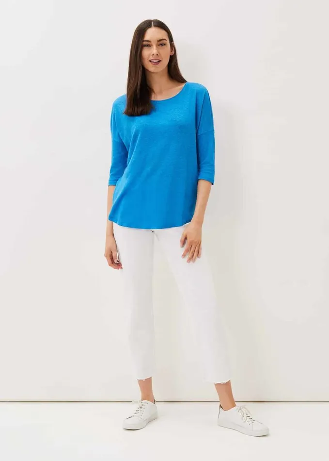 Phase Eight Catrina Linen Top Azure Blue Women Tops and TShirts