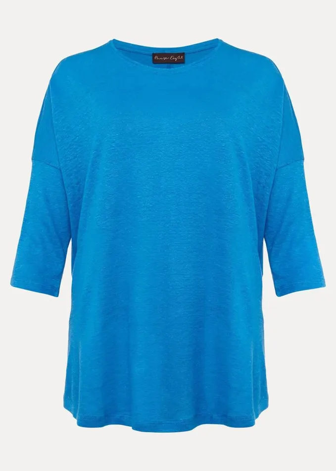 Phase Eight Catrina Linen Top Azure Blue Women Tops and TShirts