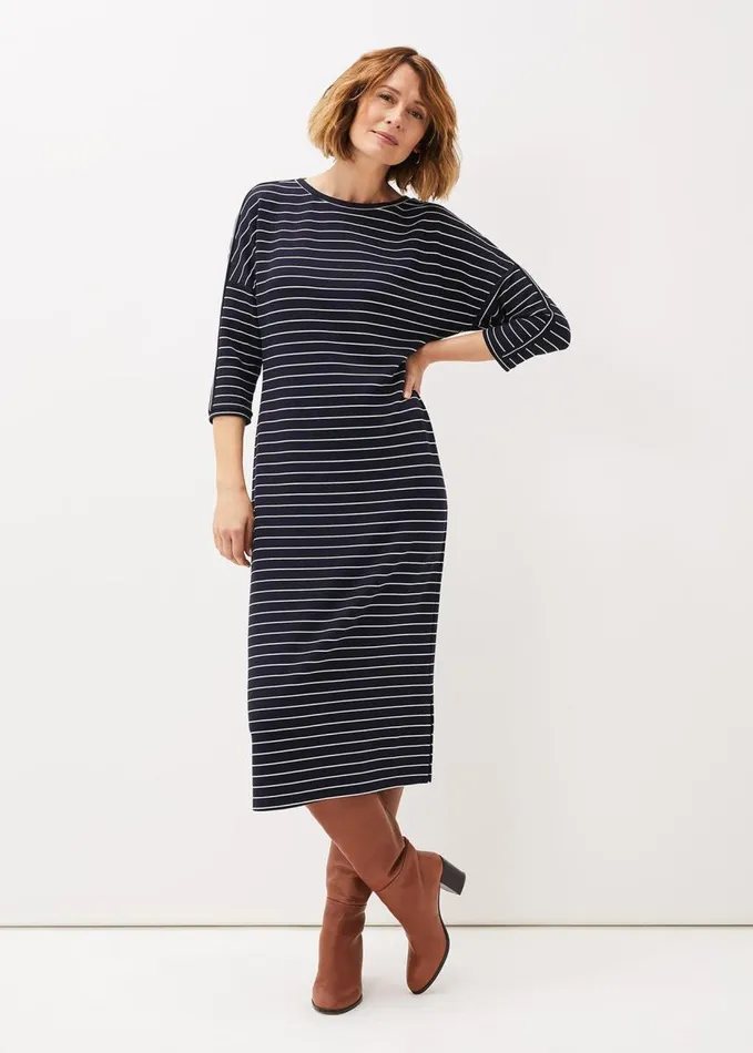 Phase Eight Cecile Stripe Midi Jersey Dress Navyivory Women Dresses