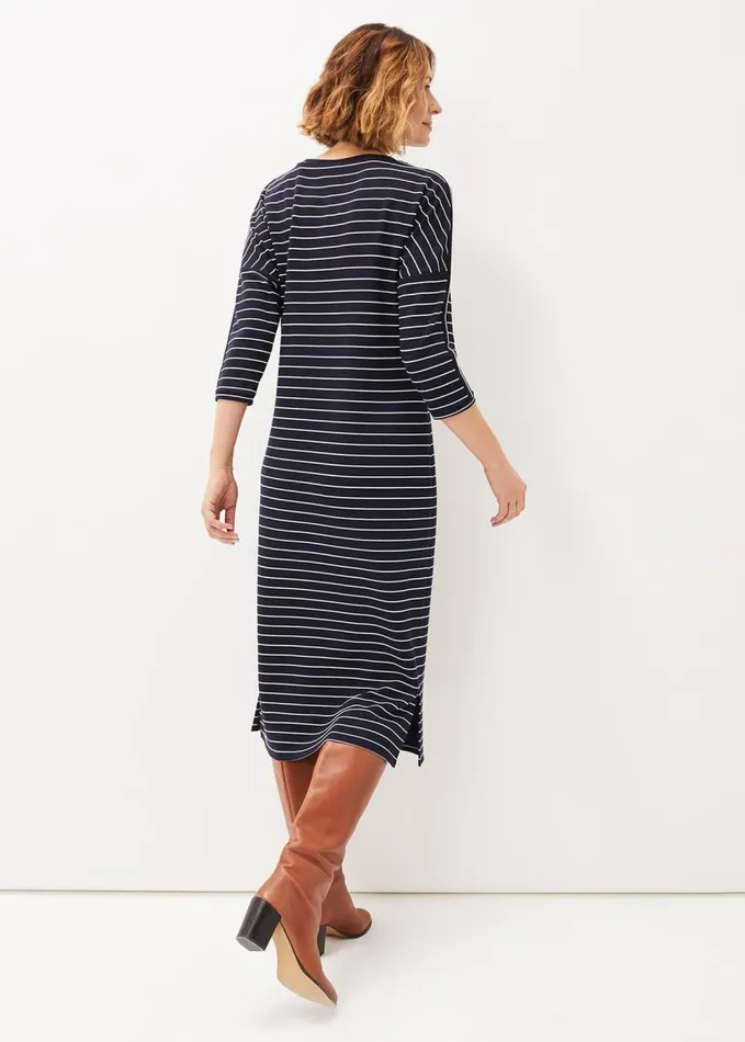Phase Eight Cecile Stripe Midi Jersey Dress Navyivory Women Dresses
