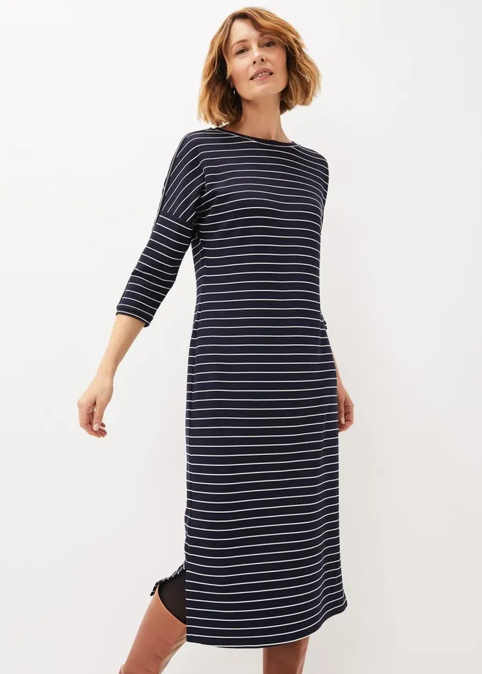 Phase Eight Cecile Stripe Midi Jersey Dress Navyivory Women Dresses