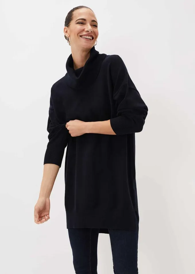 Phase Eight Cecilia Cowl Neck Jumper Dress Midnight Women Dresses