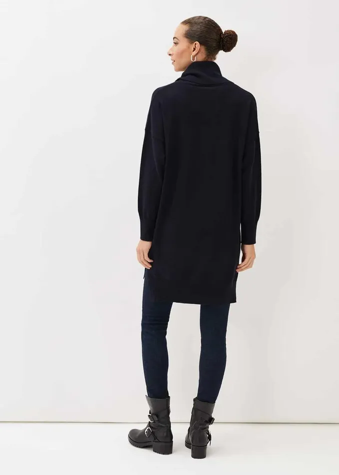 Phase Eight Cecilia Cowl Neck Jumper Dress Midnight Women Dresses