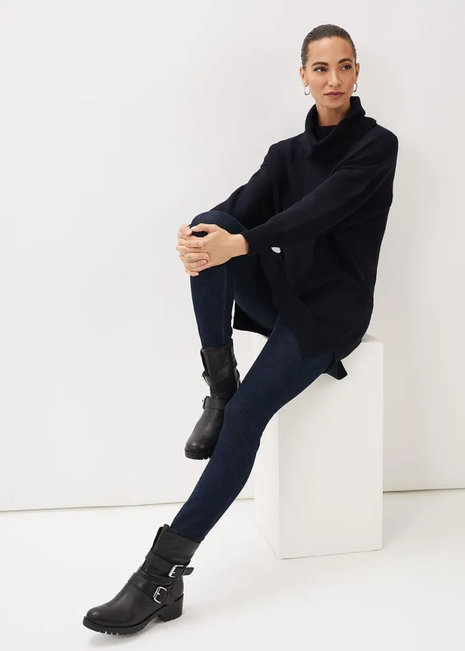 Phase Eight Cecilia Cowl Neck Jumper Dress Midnight Women Dresses