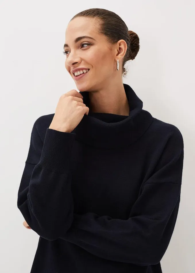 Phase Eight Cecilia Cowl Neck Jumper Dress Midnight Women Dresses