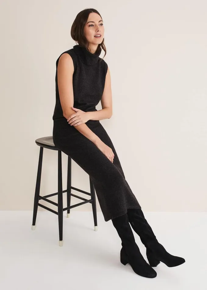 Phase Eight Cindy Cosy CoOrd Knit Skirt Charcoal Women Skirts