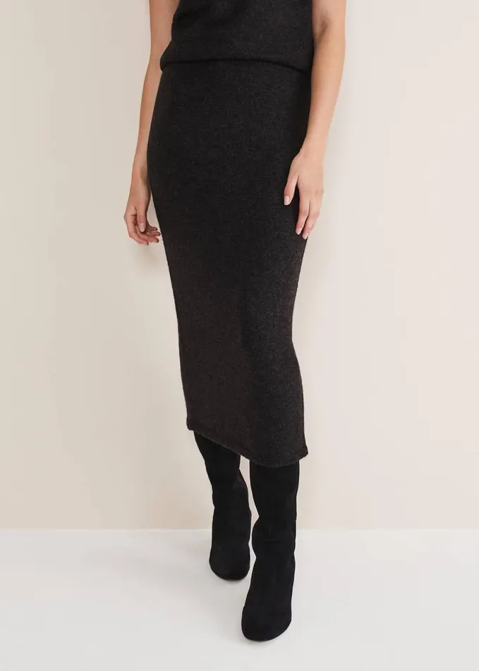 Phase Eight Cindy Cosy CoOrd Knit Skirt Charcoal Women Skirts