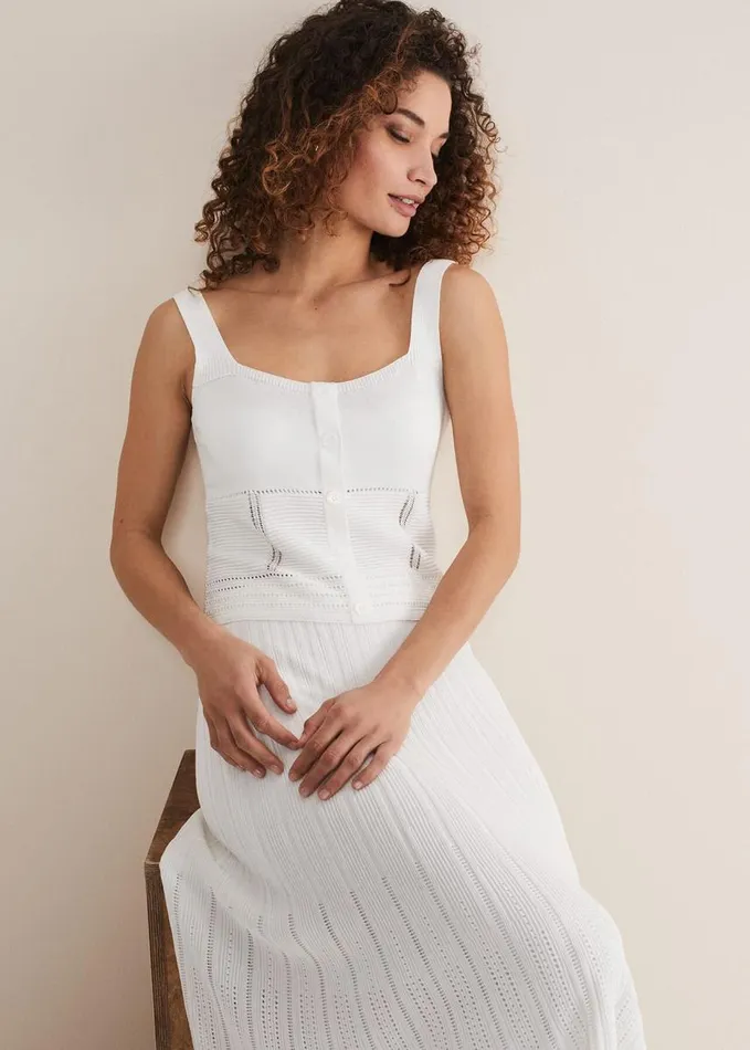 Phase Eight Clara Knit CoOrd Vest White Women Knitwear