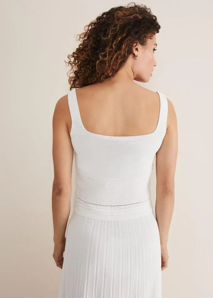 Phase Eight Clara Knit CoOrd Vest White Women Knitwear