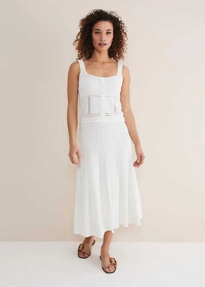 Phase Eight Clara Knit CoOrd Vest White Women Knitwear