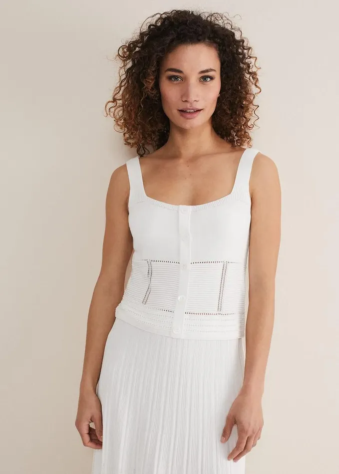 Phase Eight Clara Knit CoOrd Vest White Women Knitwear