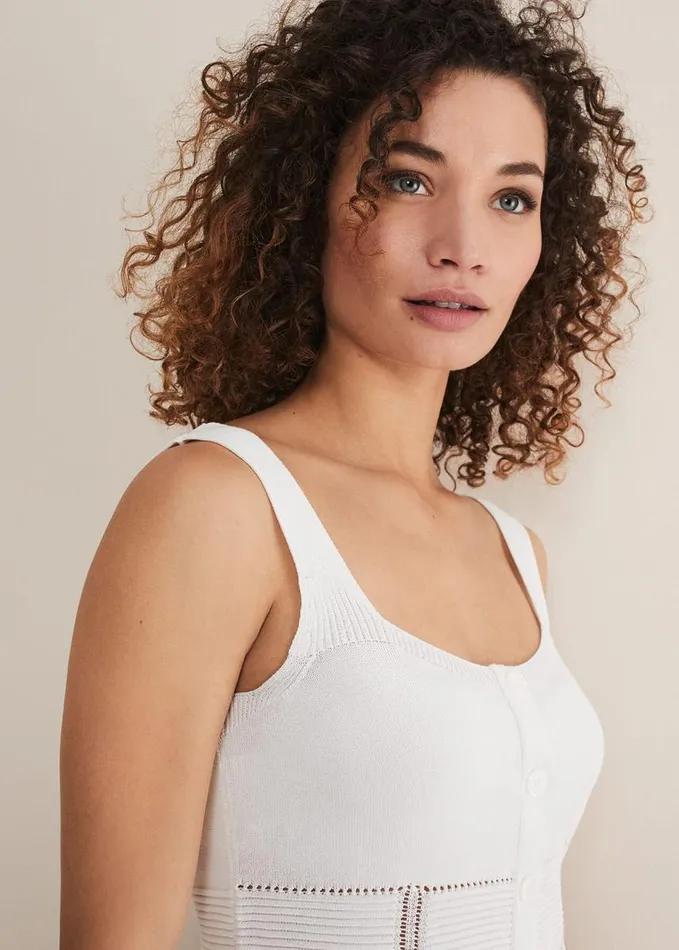 Phase Eight Clara Knit CoOrd Vest White Women Knitwear
