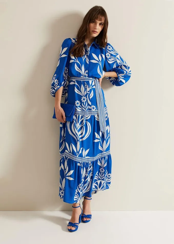 Phase Eight Coralie Print Shirt Midaxi Dress Multicoloured Women Dresses