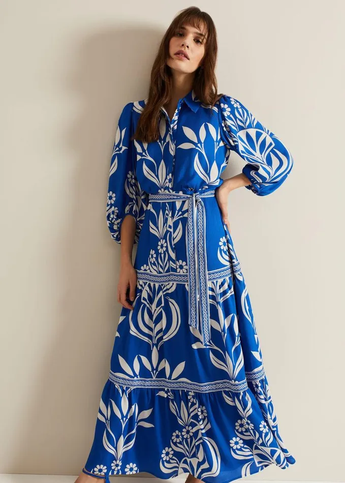 Phase Eight Coralie Print Shirt Midaxi Dress Multicoloured Women Dresses