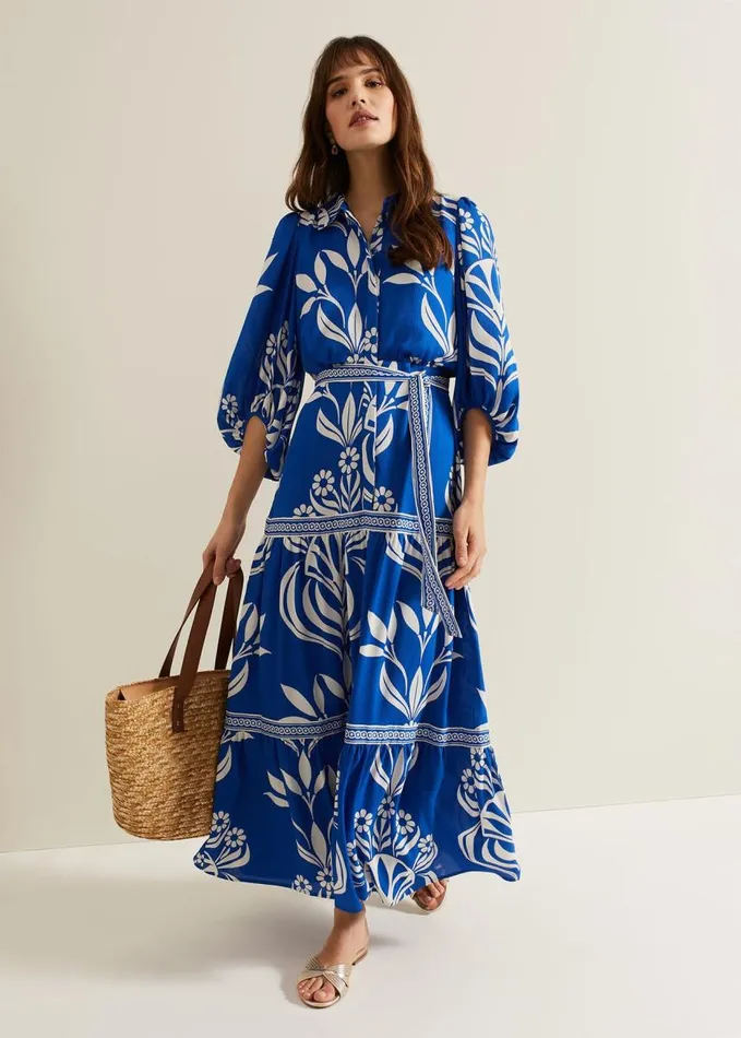 Phase Eight Coralie Print Shirt Midaxi Dress Multicoloured Women Dresses
