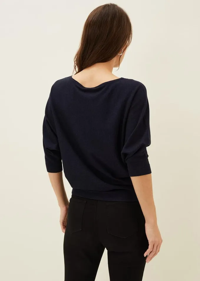 Phase Eight Cristine Batwing Fine Knit Jumper Navy Women Knitwear