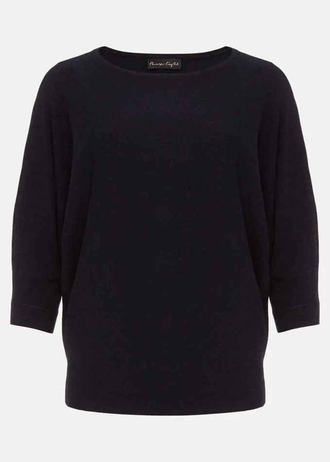 Phase Eight Cristine Batwing Fine Knit Jumper Navy Women Knitwear