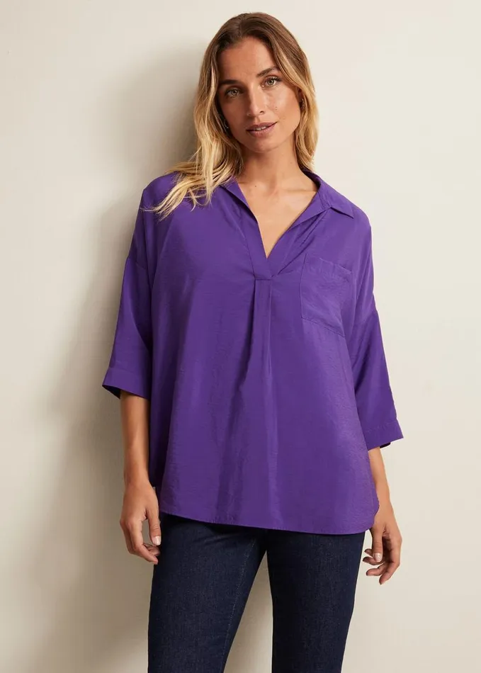 Phase Eight Cynthia Longline Shirt Purple Women Shirts and Blouses