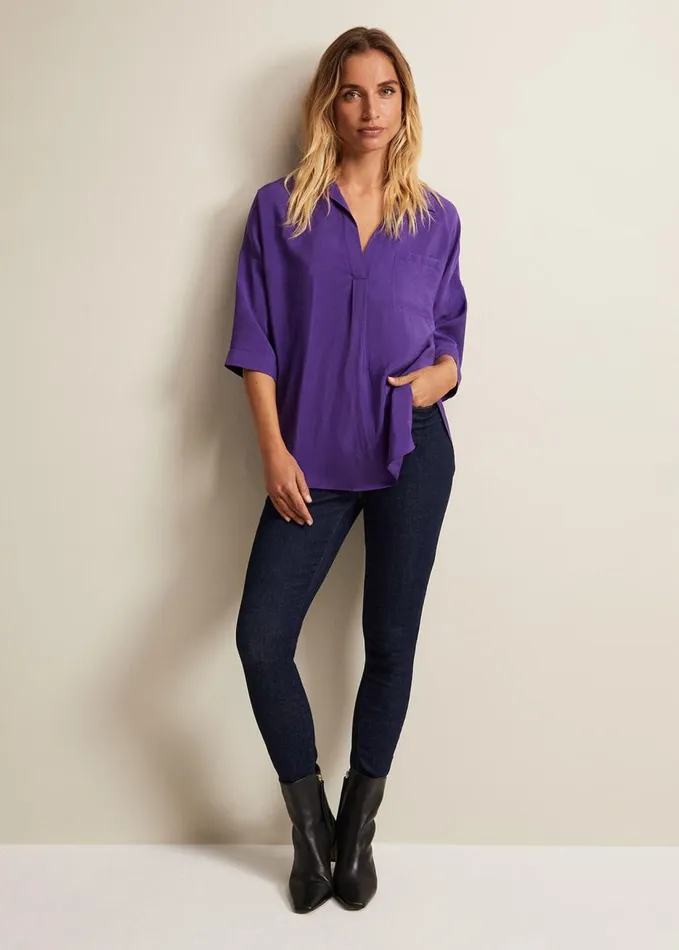 Phase Eight Cynthia Longline Shirt Purple Women Shirts and Blouses