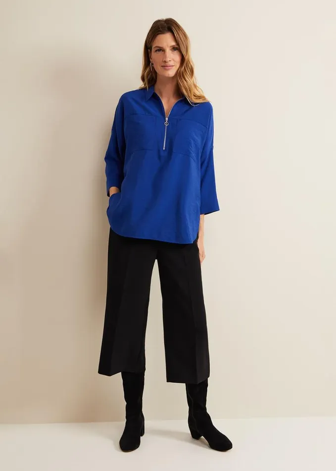 Phase Eight Cynthia Zip Shirt Cobalt Women Shirts and Blouses