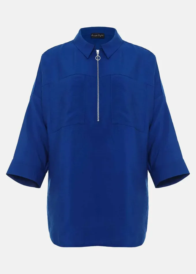 Phase Eight Cynthia Zip Shirt Cobalt Women Shirts and Blouses