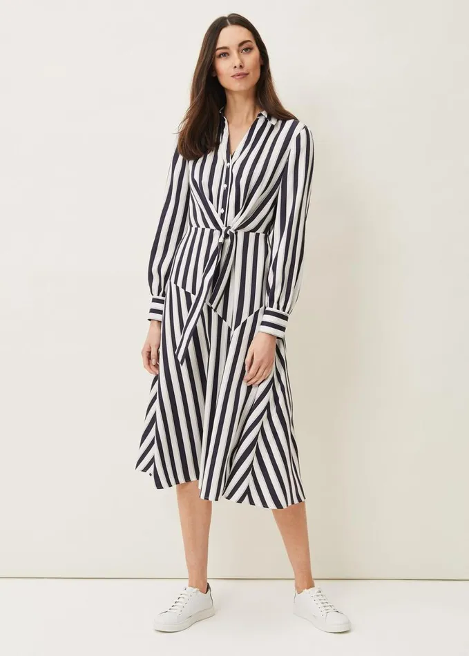 Phase Eight Dasha Stripe Dress Navyivory Women Dresses