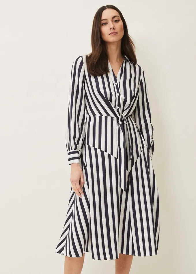 Phase Eight Dasha Stripe Dress Navyivory Women Dresses