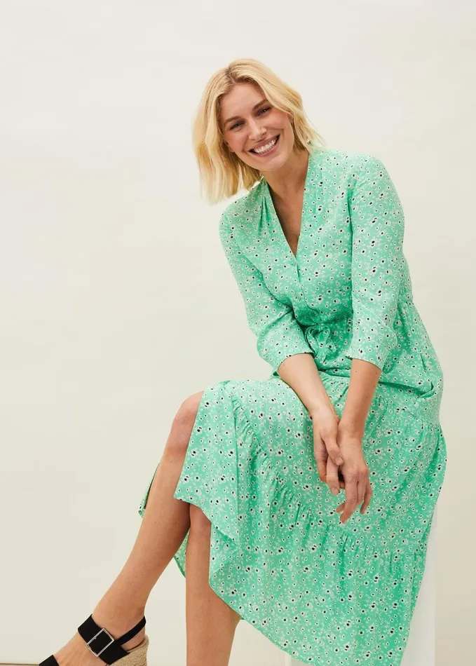 Phase Eight Diana Floral Midi Dress Green Women Dresses