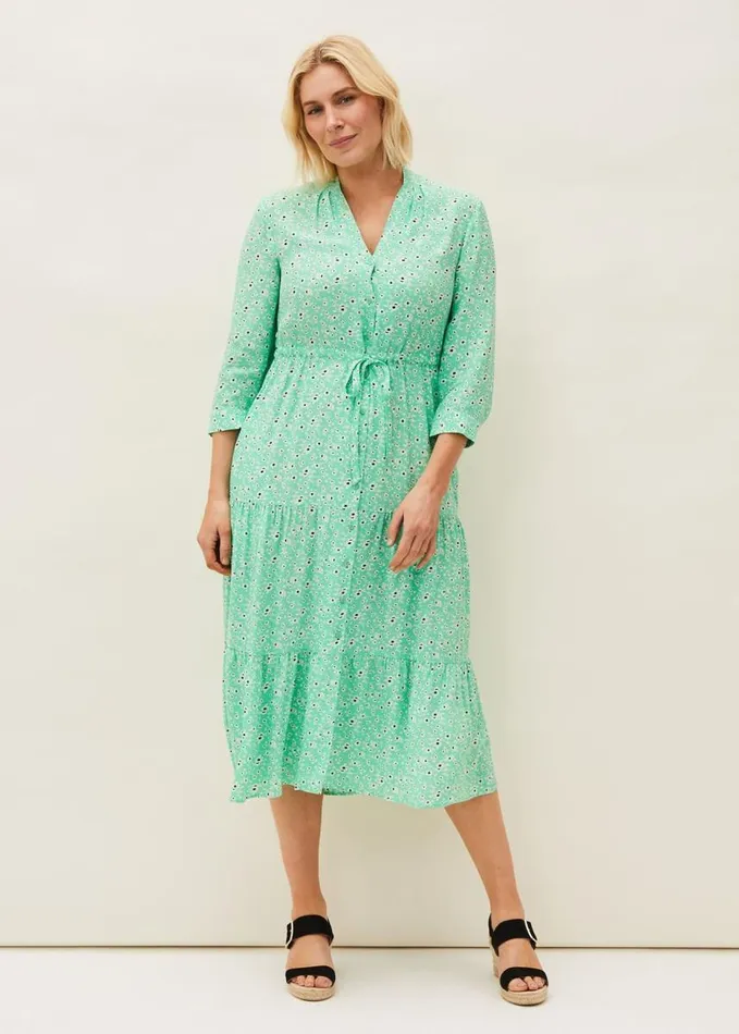 Phase Eight Diana Floral Midi Dress Green Women Dresses