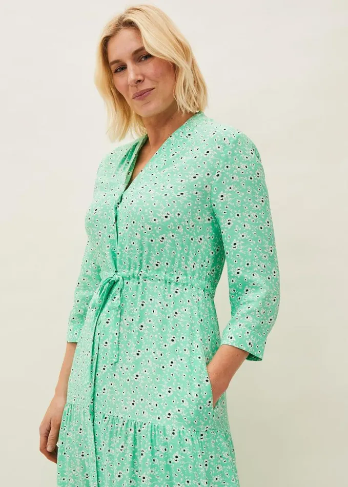 Phase Eight Diana Floral Midi Dress Green Women Dresses