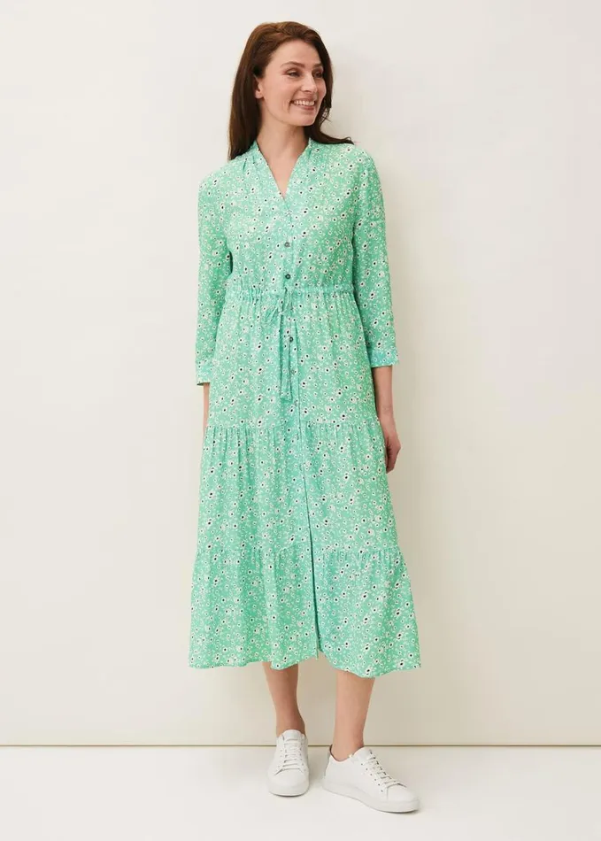 Phase Eight Diana Floral Midi Dress Green Women Dresses