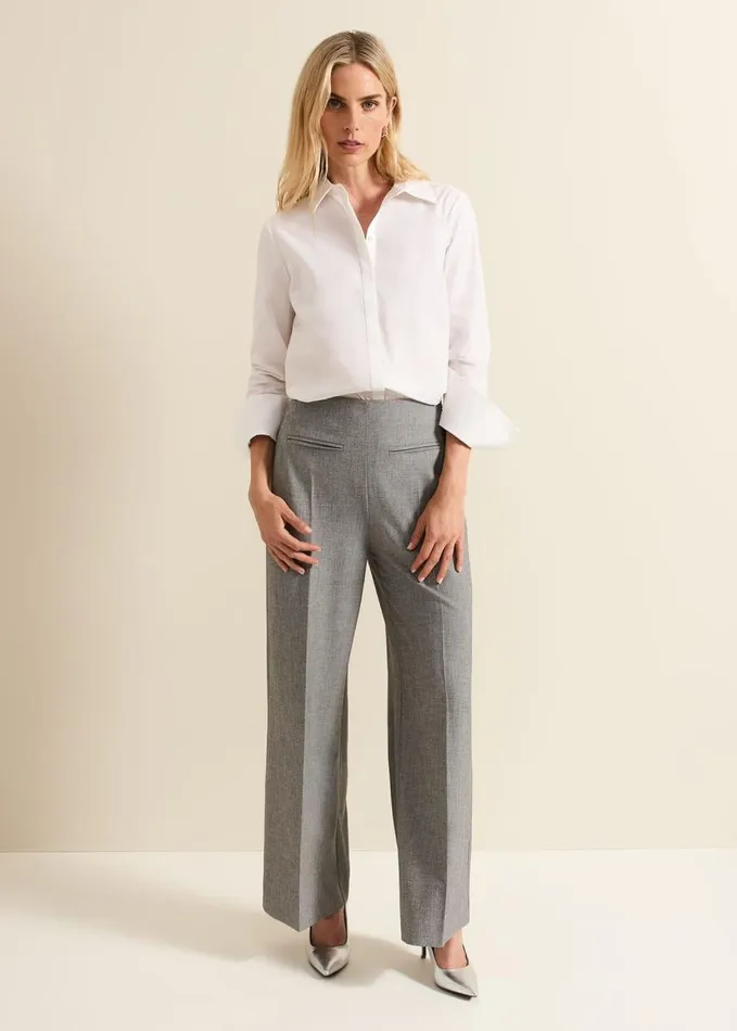 Phase Eight Dilly Pleat Detail Wide Leg Trouser Grey Women Trousers