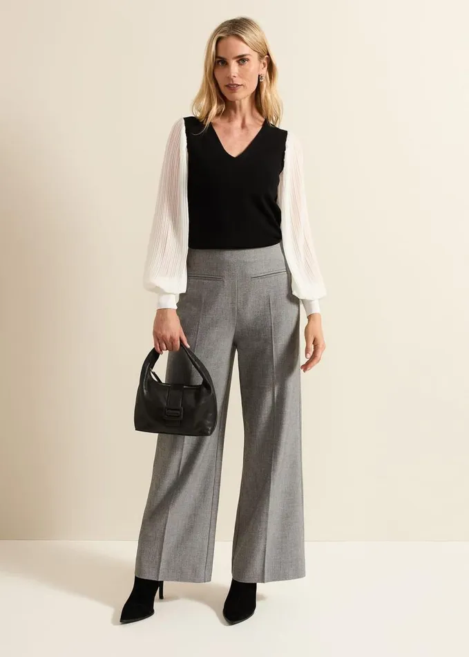 Phase Eight Dilly Pleat Detail Wide Leg Trouser Grey Women Trousers