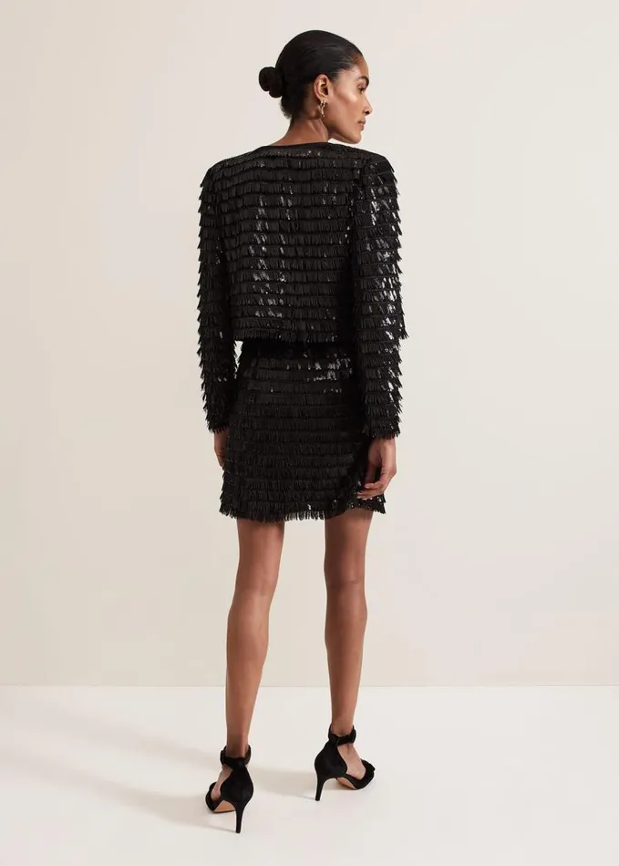 Phase Eight Dolly Black Fringe Mini Skirt Black Women Skirts