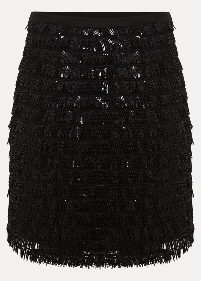 Phase Eight Dolly Black Fringe Mini Skirt Black Women Skirts