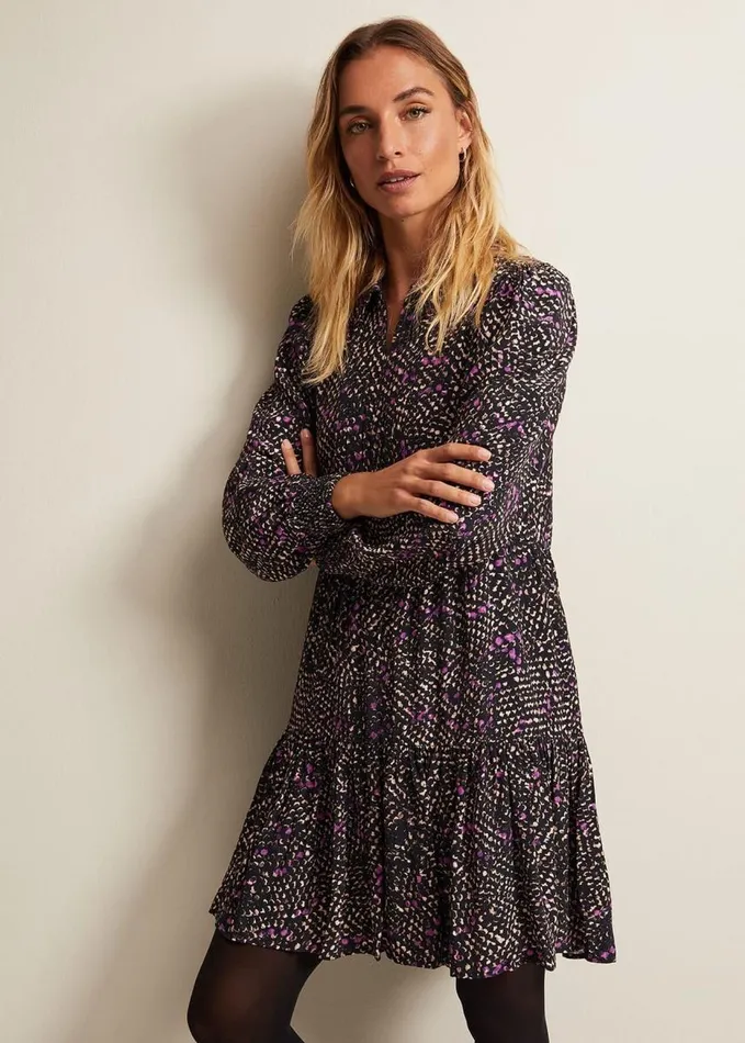 Phase Eight Dolly Snake Swing Dress Purple Women Dresses