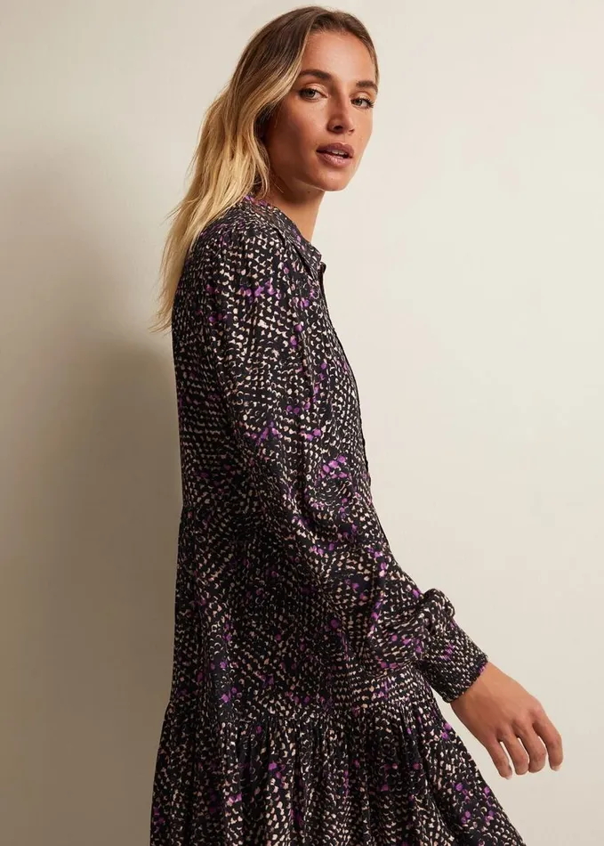 Phase Eight Dolly Snake Swing Dress Purple Women Dresses