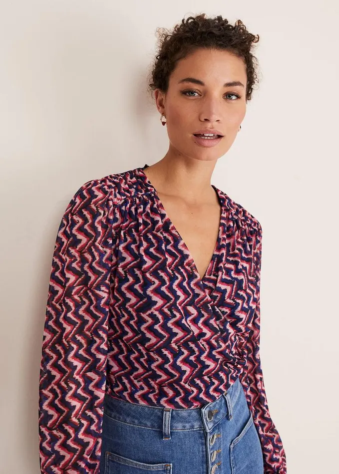 Phase Eight Dorathy Zig Zag Mesh Top Multicoloured Women Tops and TShirts