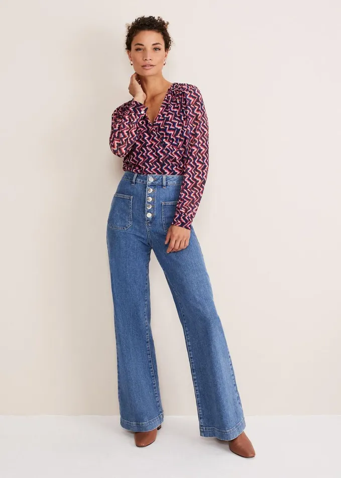 Phase Eight Dorathy Zig Zag Mesh Top Multicoloured Women Tops and TShirts