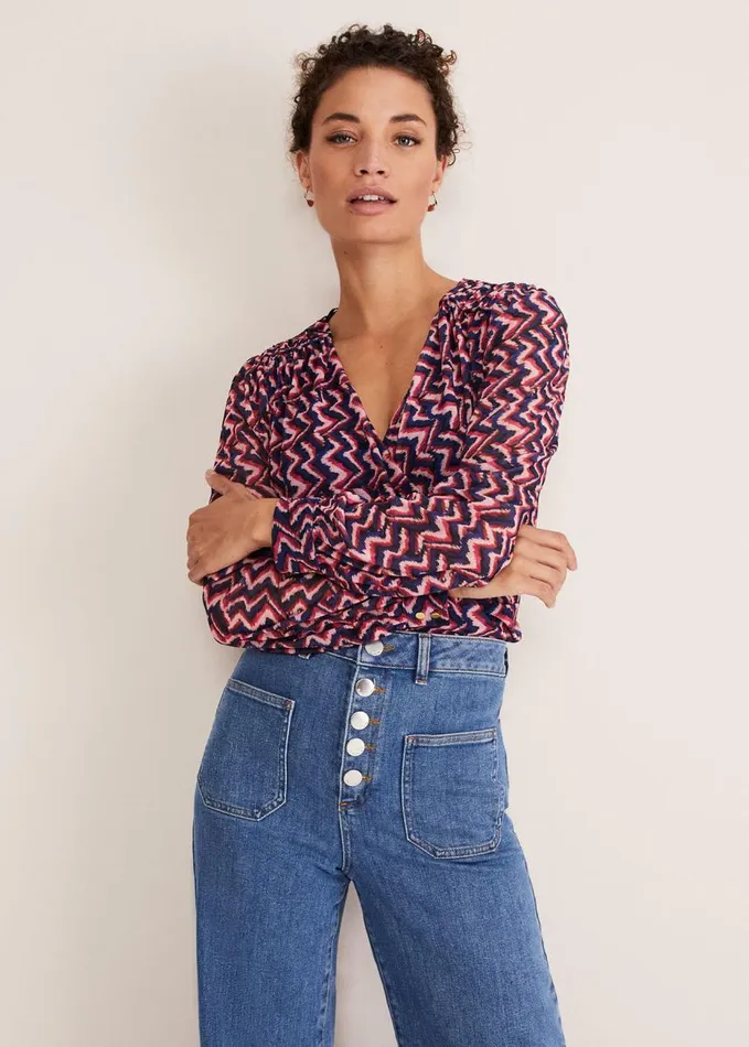Phase Eight Dorathy Zig Zag Mesh Top Multicoloured Women Tops and TShirts