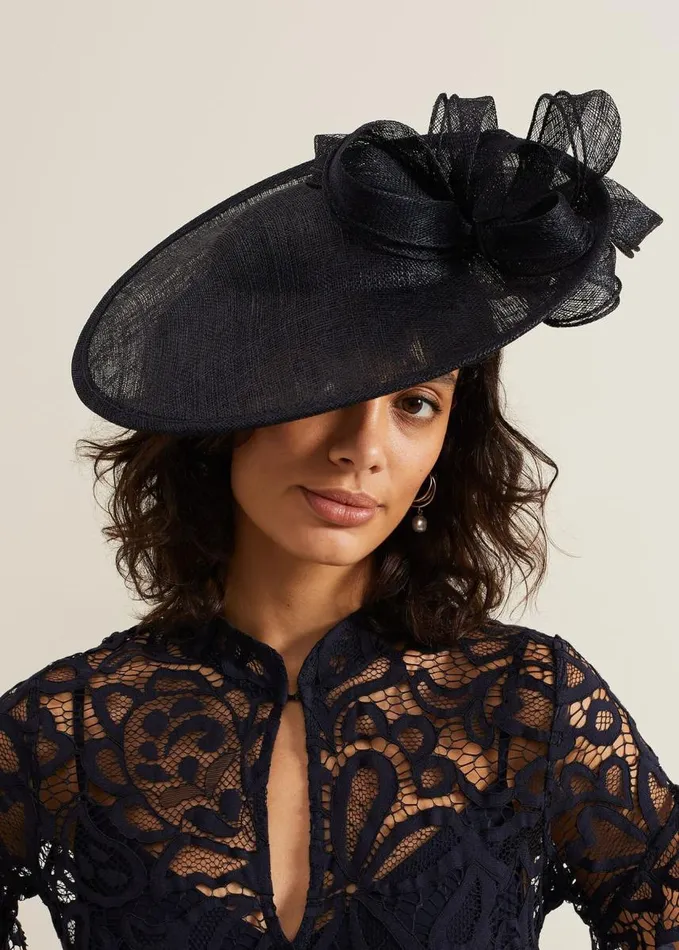 Phase Eight Double Bow Round Disc Fascinator Navy Women Fascinators and Hats