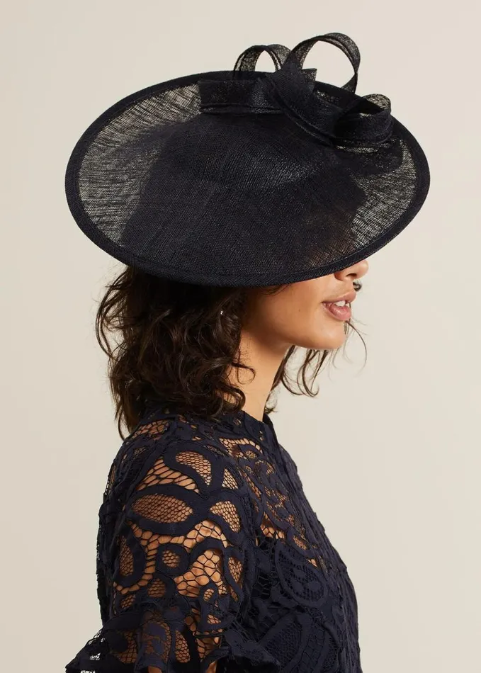 Phase Eight Double Bow Round Disc Fascinator Navy Women Fascinators and Hats