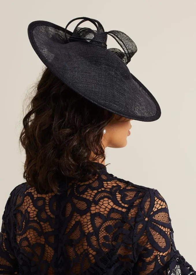 Phase Eight Double Bow Round Disc Fascinator Navy Women Fascinators and Hats