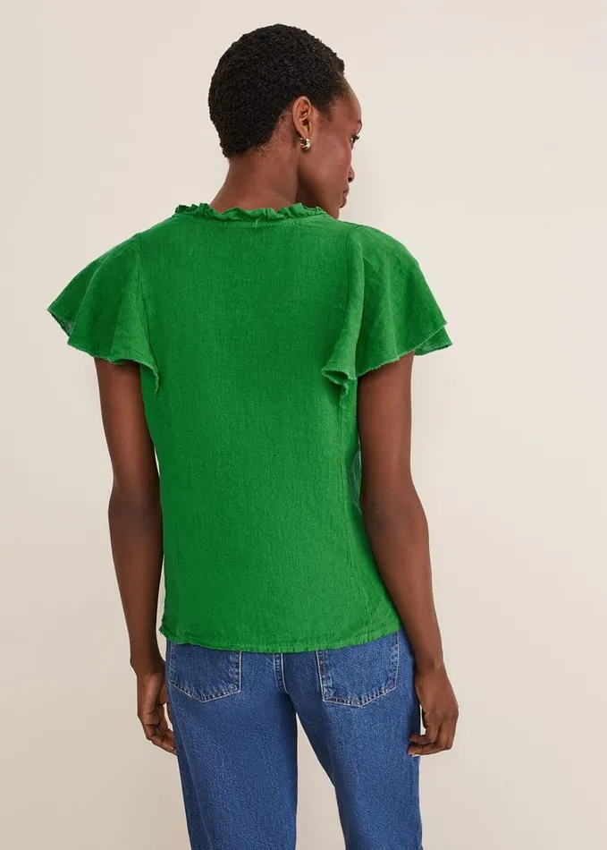 Phase Eight Efa Linen VNeck Blouse Green Women Shirts and Blouses