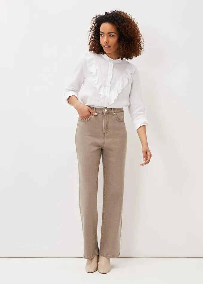 Phase Eight Eleyana Clay Dye Wide Leg Jean Grey Women Trousers