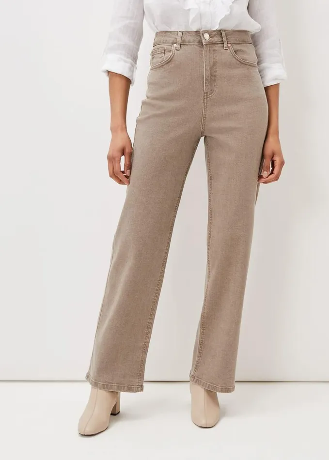 Phase Eight Eleyana Clay Dye Wide Leg Jean Grey Women Trousers