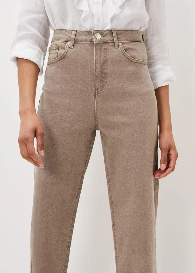 Phase Eight Eleyana Clay Dye Wide Leg Jean Grey Women Trousers