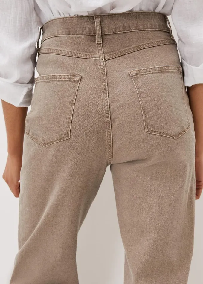 Phase Eight Eleyana Clay Dye Wide Leg Jean Grey Women Trousers