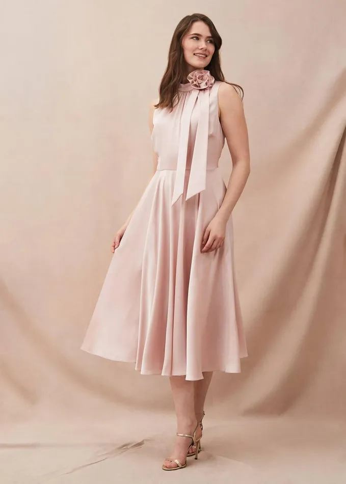 Phase Eight Elsie Corsage Dress Shell Pink Women Dresses
